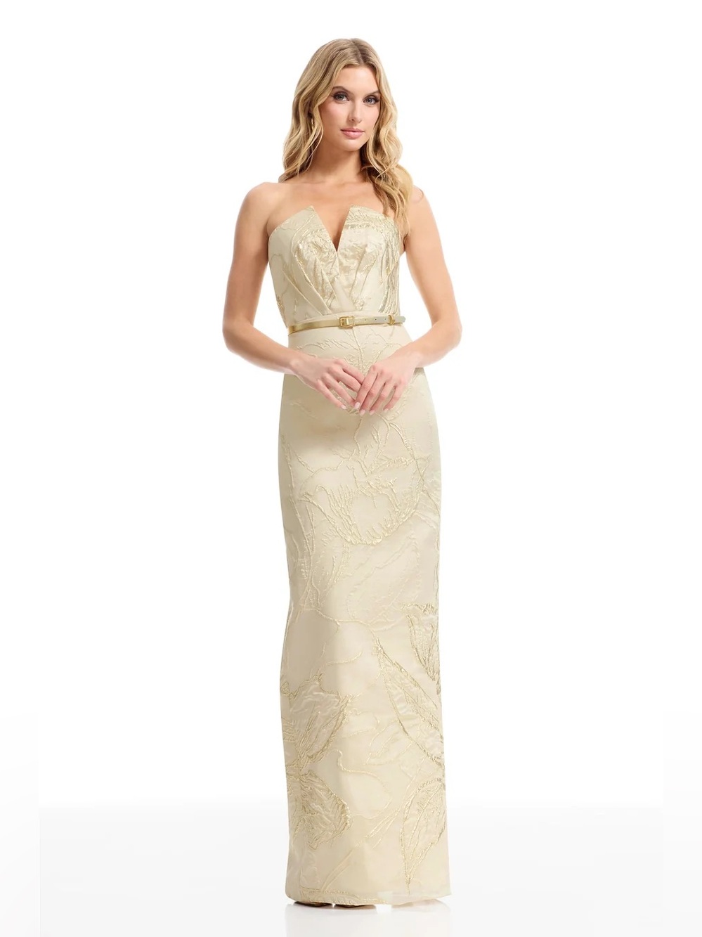 Dress the Population Kahlani Gown Champagne Multi